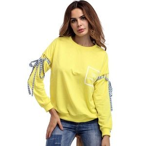 Unique Lace-up Long Sleeves Pullover Sweatshirt